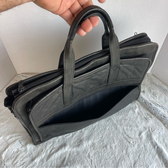 Heritage Expandable Portfolio Computer Black Cowhide Leather Bag #12215B - Picture 10 of 13